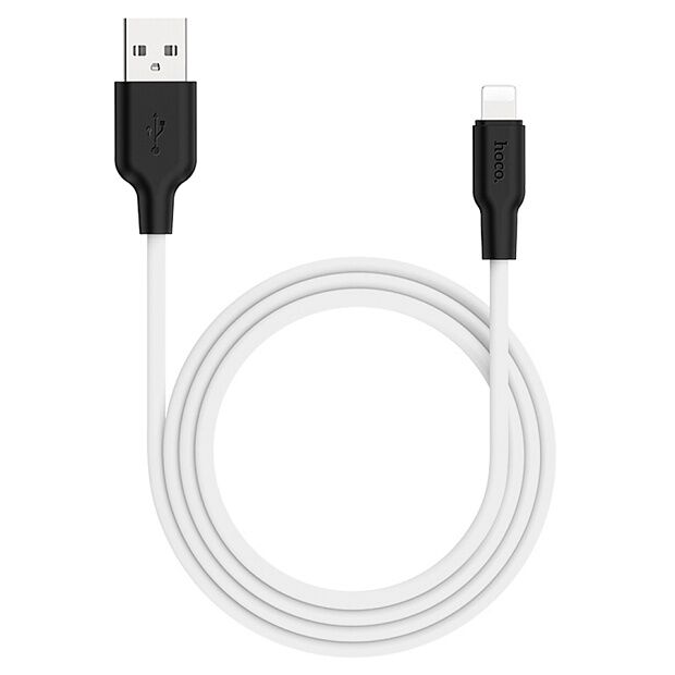 USB кабель HOCO X21 Plus Silicone Lightning 8-pin, 2.4А, 1м, силикон (белый/черный) - 1