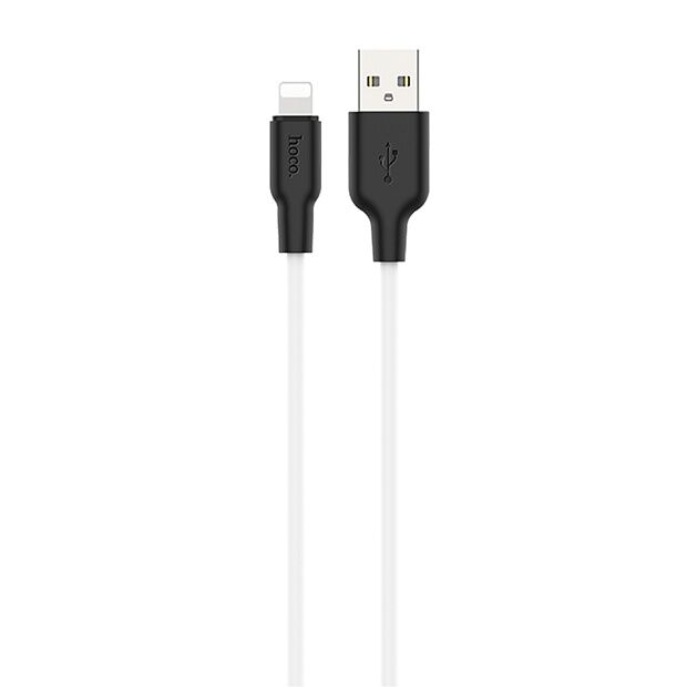 USB кабель HOCO X21 Plus Silicone Lightning 8-pin, 2.4А, 1м, силикон (белый/черный) - 5